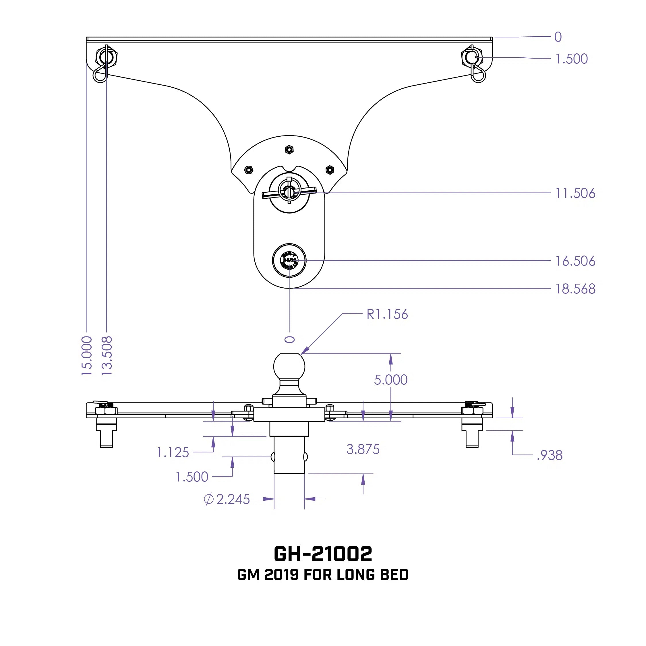 Universal 5-Inch Offset Ball Puck System (GH-2100X) - Ideal for Multiple Truck Brands