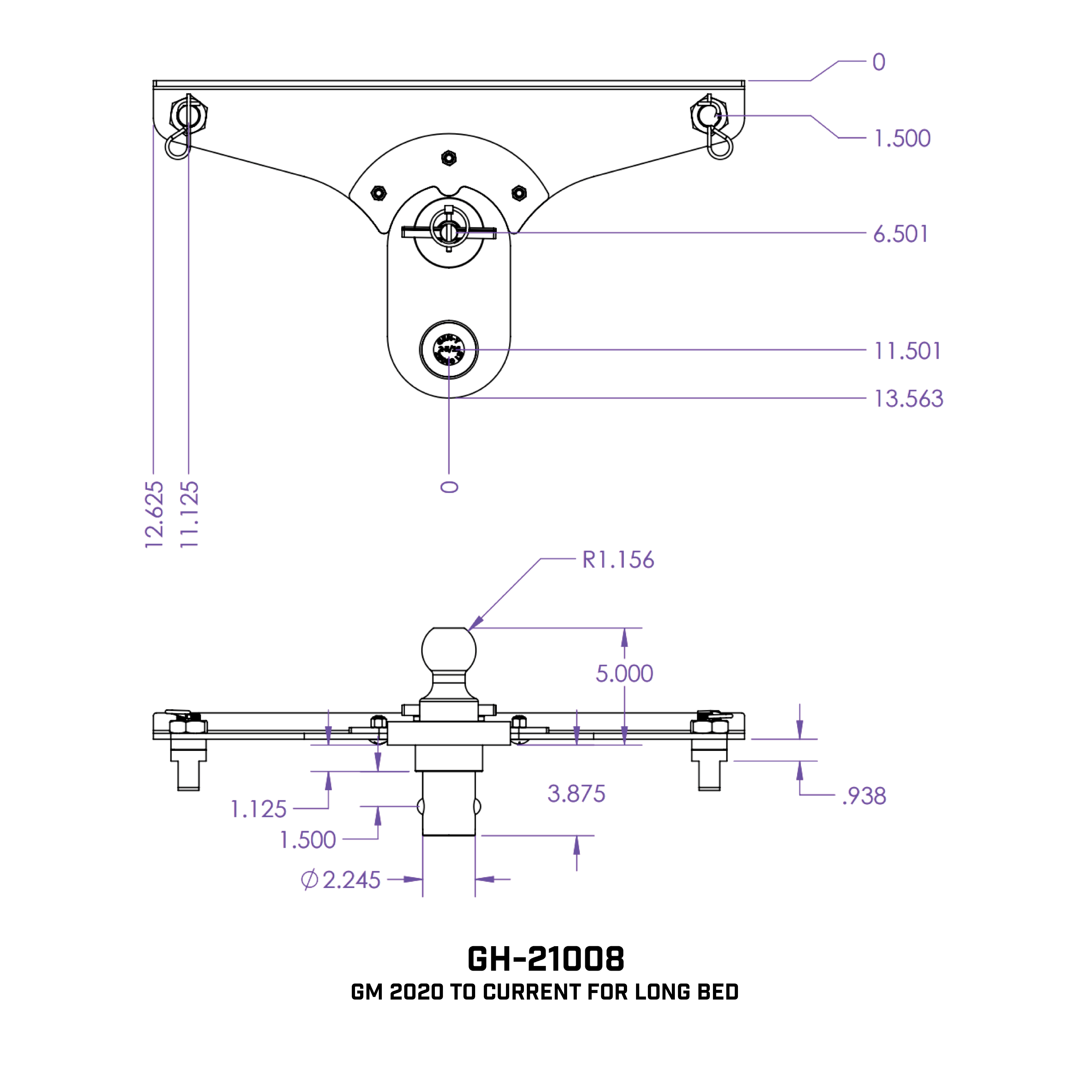 Universal 5-Inch Offset Ball Puck System (GH-2100X) - Ideal for Multiple Truck Brands