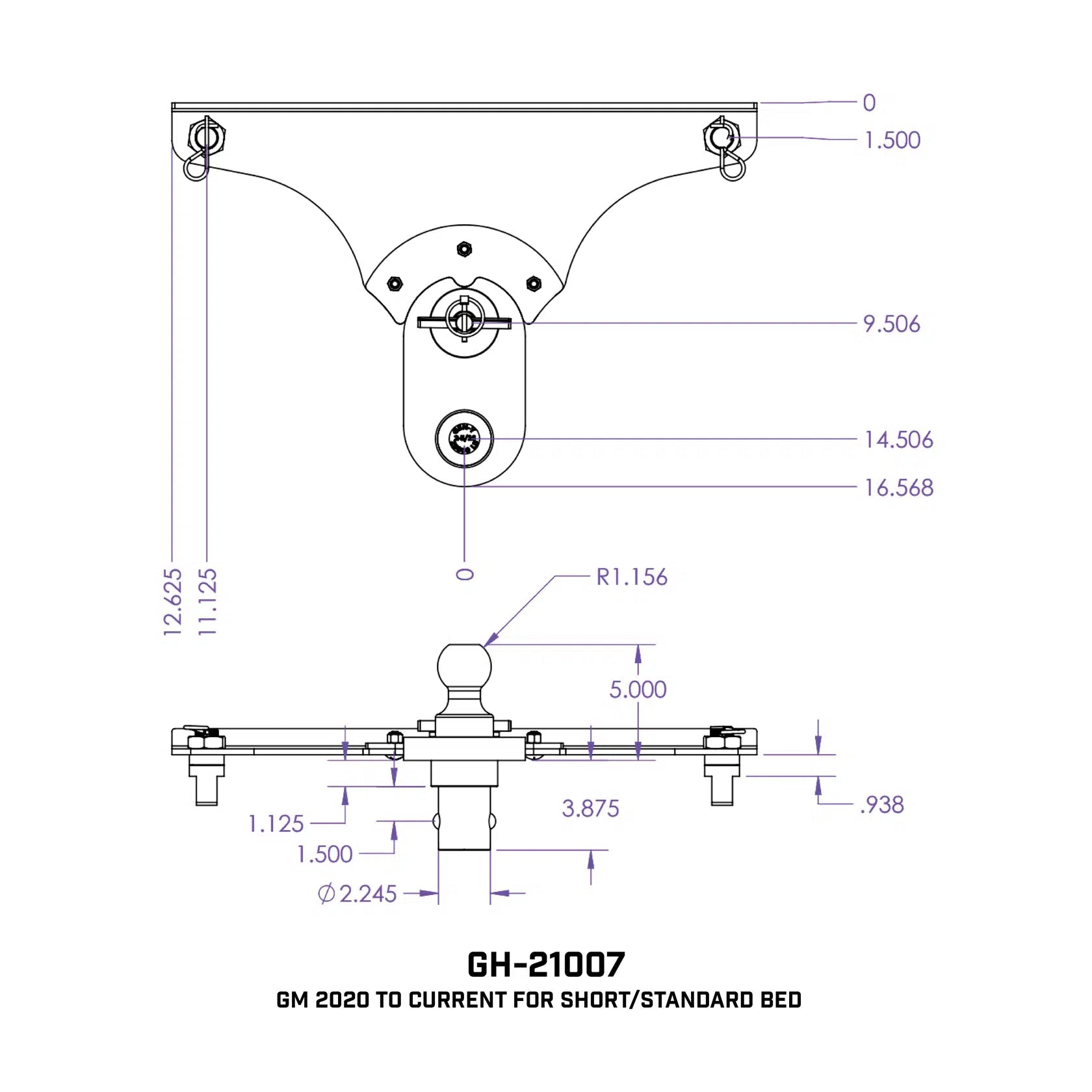 Universal 5-Inch Offset Ball Puck System (GH-2100X) - Ideal for Multiple Truck Brands