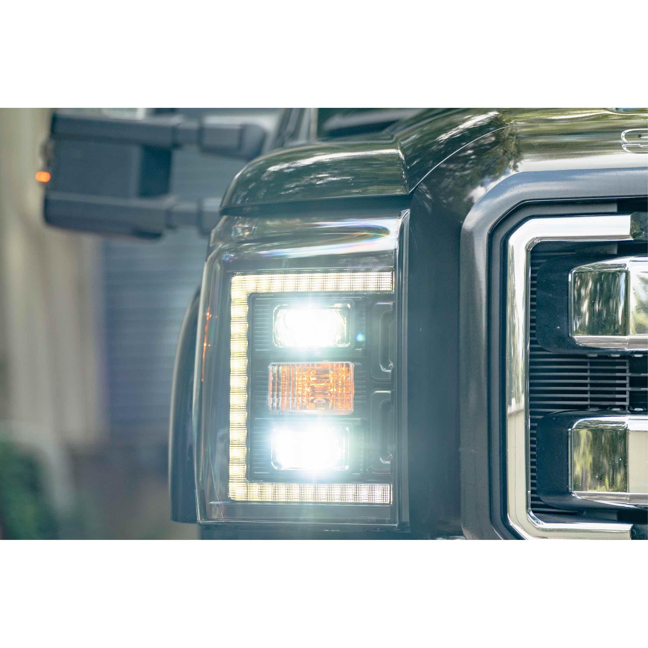 2011 - 2016 Ford Superduty 6.7L Powerstroke XB Hybrid LED Smoked Headlights (LF553) - Budget - Friendly Upgrade