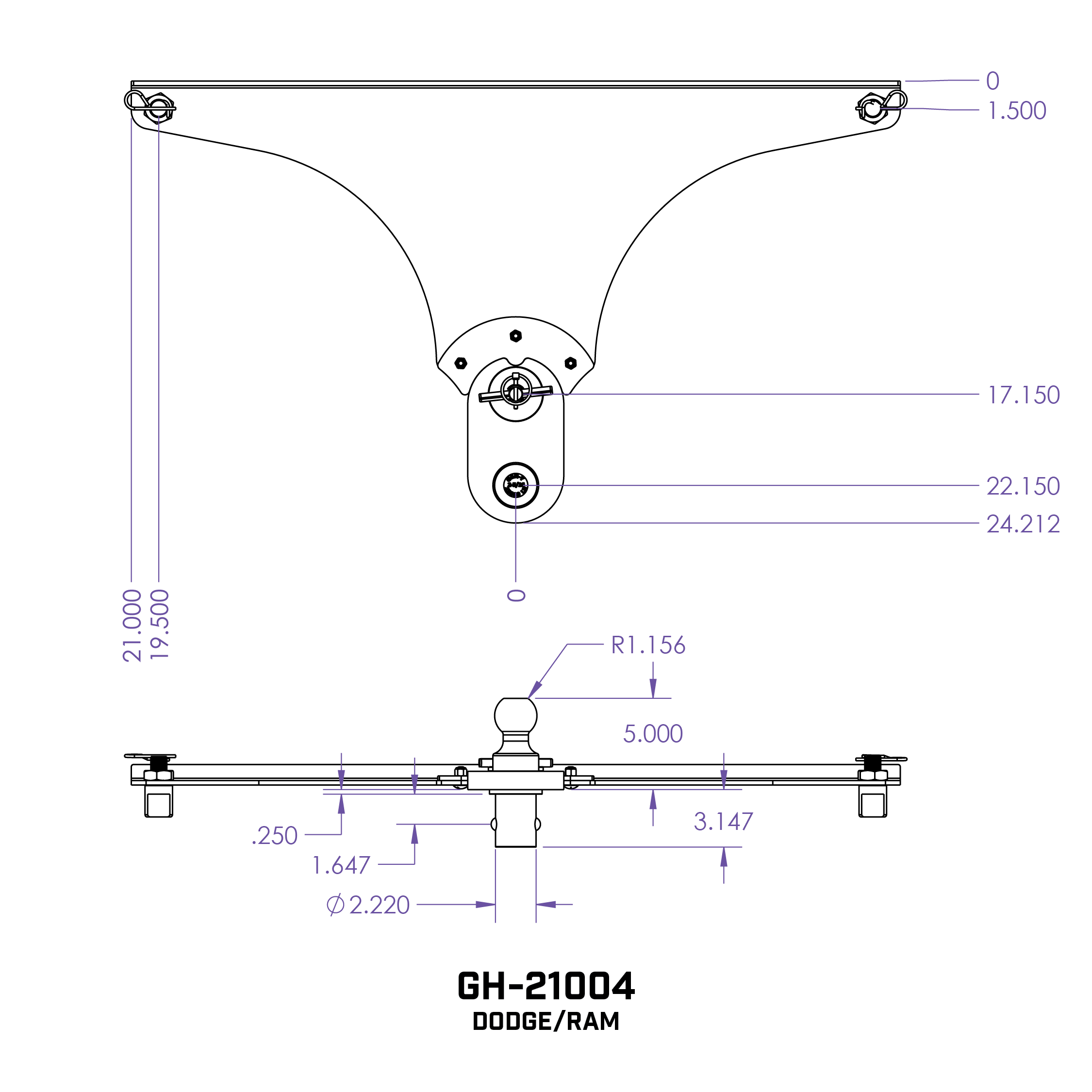 Universal 5-Inch Offset Ball Puck System (GH-2100X) - Ideal for Multiple Truck Brands
