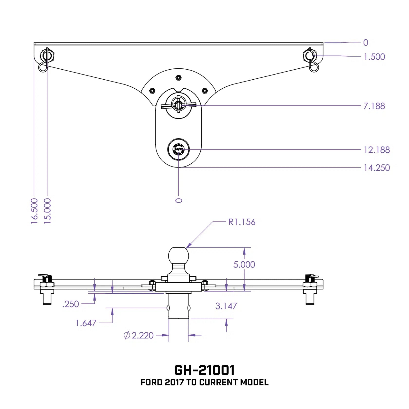 Universal 5-Inch Offset Ball Puck System (GH-2100X) - Ideal for Multiple Truck Brands