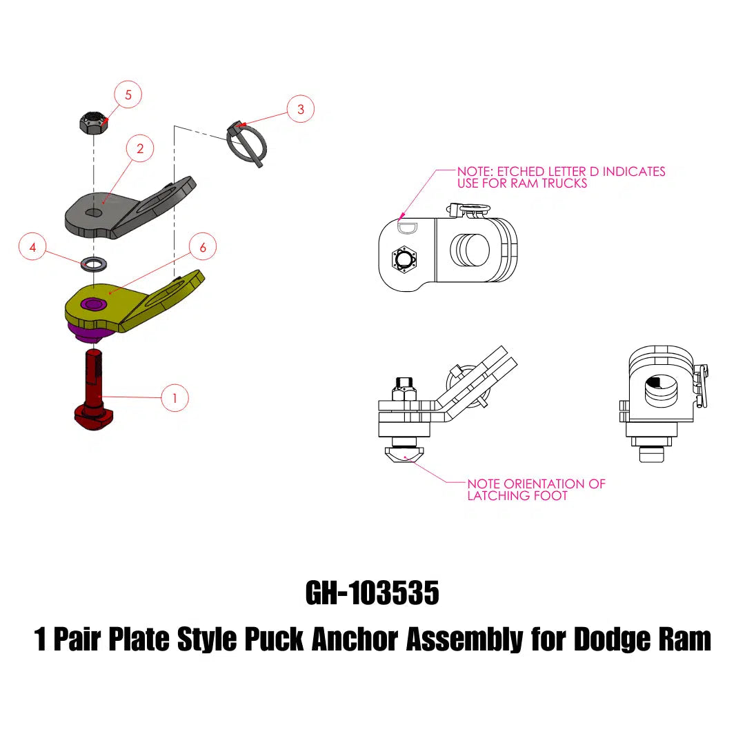 Universal Safety Chain Anchors (103XXX) for Ford, GMC and Dodge Trucks